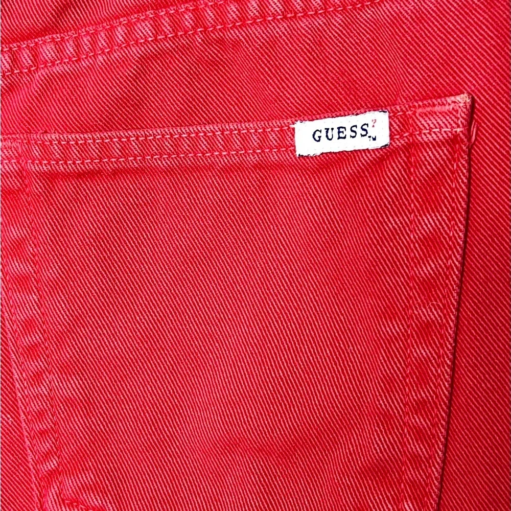 Guess 90s Red High Rise Canvas Jeans Made In USA Women’s 32 - Picture 9 of 13